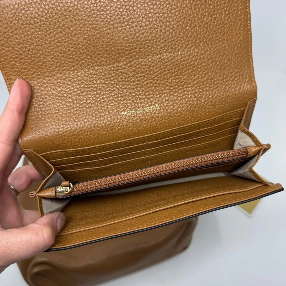 Michael Kors Jet Set Chain Medium Tote Purse Bag and Wallet in Acorn Brown